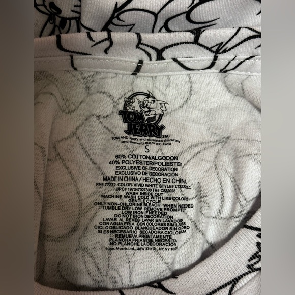 Tom And Jerry Cartoon Black And White Screen Print, Size Small Tee Brand New - Picture 3 of 7